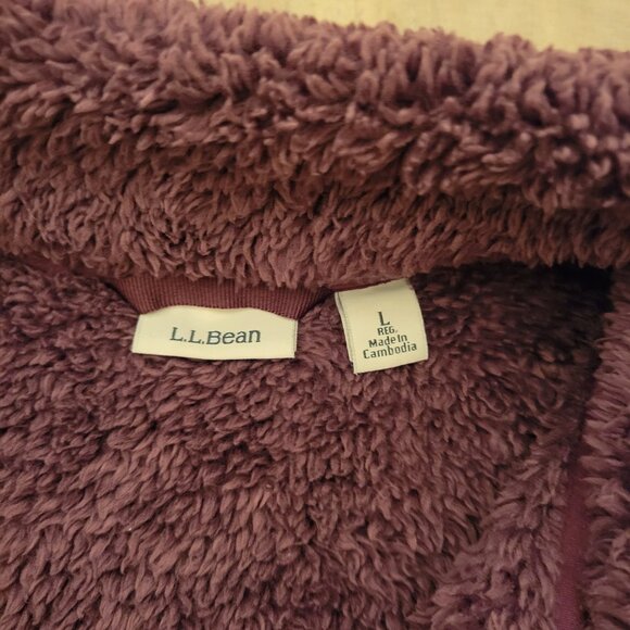 LL Bean Women’s L Mountain Pile High Fleece Vest Maroon Full Zip Outdoor Warm - Picture 8 of 8